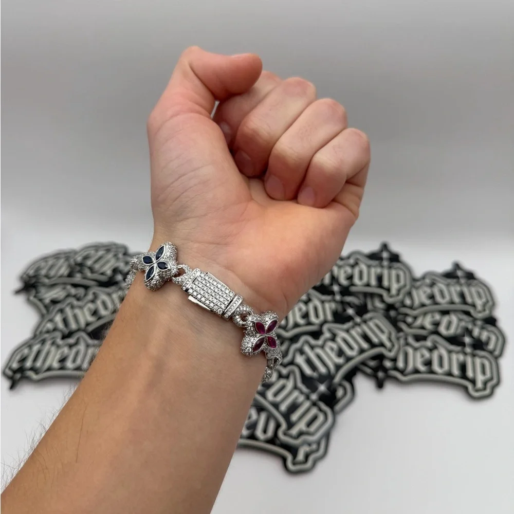 Iced Multi Color Flower Bracelet - Picture 7 of 8